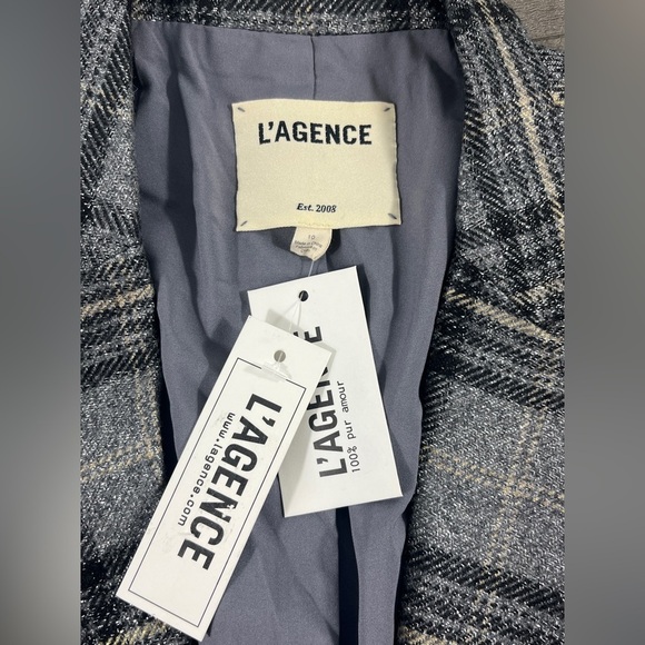 L’Agence Diana Wool Blend Metallic Plaid Blazer - Picture 3 of 7
